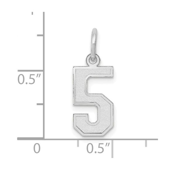 14k White Gold, Jersey Collection, Small Number 5 Pendant - Picture 4 of 5